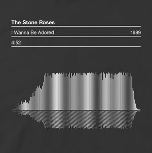 Image of The Stone Roses, I Wanna Be Adored T Shirt featuring the Song Sound Wave Graphic