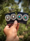 White Opal or Sonoran Gold turquoise silver cluster Earrings 