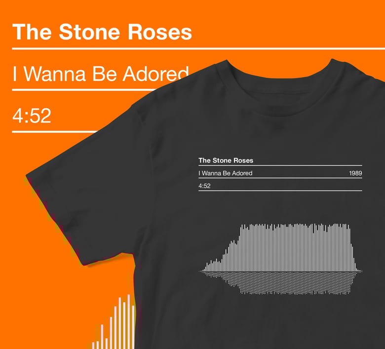 Image of The Stone Roses, I Wanna Be Adored T Shirt featuring the Song Sound Wave Graphic