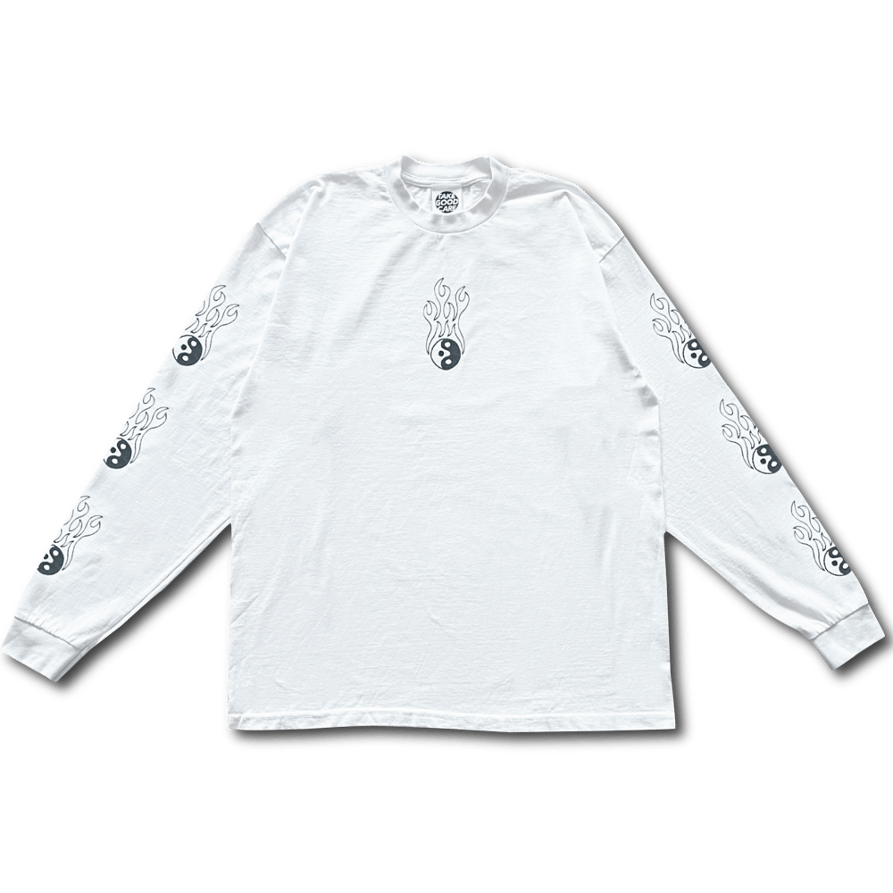 Image of TAKEGOODCARE™ "YY FIRE" WHITE LONGSLEEVE