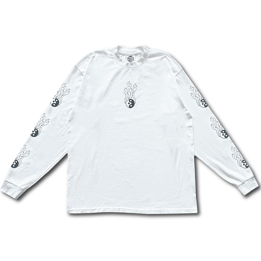 Image of TAKEGOODCARE™ "YY FIRE" WHITE LONGSLEEVE