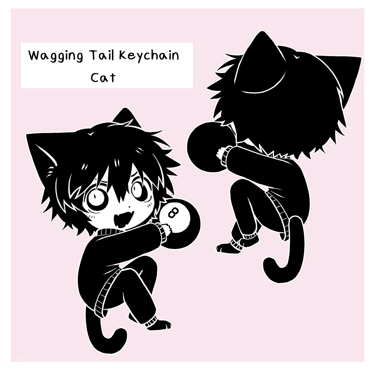 MAGIC 8 BALL CAT Wagging Tail Keychain | cinnotomon