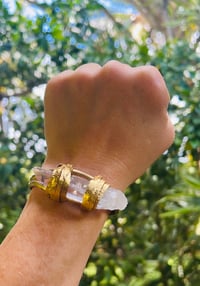 Image 2 of CLEAR LEMURIAN QUARTZ sold brass cuffs
