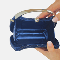 Image 5 of Nina Crystal Minaudiere with Metal Handle - Navy