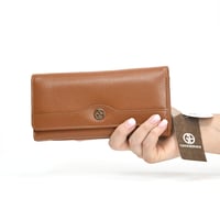 Image 1 of Giani Bernini Pebble Leather Receipt Wallet, Cognac/Silver