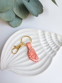 Image 1 of Pink Grapefruit Wedge Keychain 