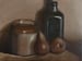 Image of Nature morte au pot de grès, à la bouteille et aux poires