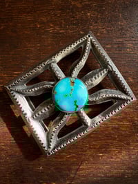 Image 2 of WL&A Large Old Style Spider Belt Buckle - Patagonia Turquoise (AZ) - Size 3.5in x 3in - 165 Grams