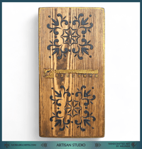 Image 3 of "Black & Gold Elegance" – Hand-Painted Wooden Decoration┃Rustic Wooden Wall Art