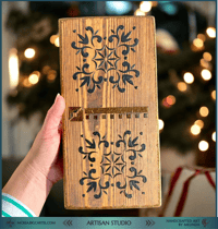 Image 4 of "Black & Gold Elegance" – Hand-Painted Wooden Decoration┃Rustic Wooden Wall Art