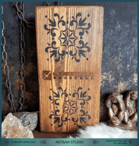 Image 1 of "Black & Gold Elegance" – Hand-Painted Wooden Decoration┃Rustic Wooden Wall Art