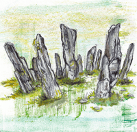 Callanish Stones I (Mixed Media on Paper)
