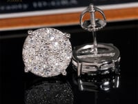 Image 4 of Round earing argent 925+ moissanite 10 mm