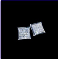 Image 3 of Square  earing 7mm argent 925+ moissanite