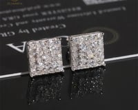 Image 2 of square  earing 10 mm moissanite +925 