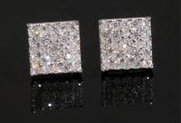 Image 1 of square  earing 10 mm moissanite +925 