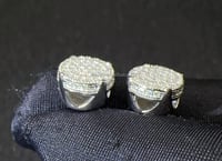 Image 1 of Prong set earing argent 925 + moissanite 10 mm
