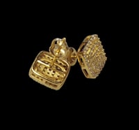 Image 2 of Square earing argent 925 /gold + moissanite 10 m