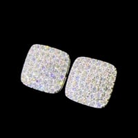 Image 4 of Square earing argent 925 /gold + moissanite 10 m