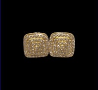 Image 3 of Square earing argent 925 /gold + moissanite 10 m