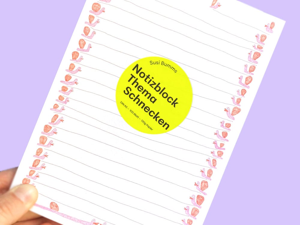 Image of NOTIZBLOCK Thema Schnecken - Susi Bumms Edition