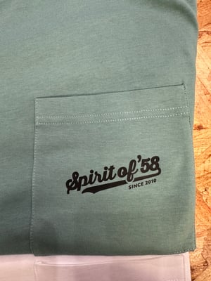 Image of SO58 Pocket Tee Shirt in Aloe Green and in White 