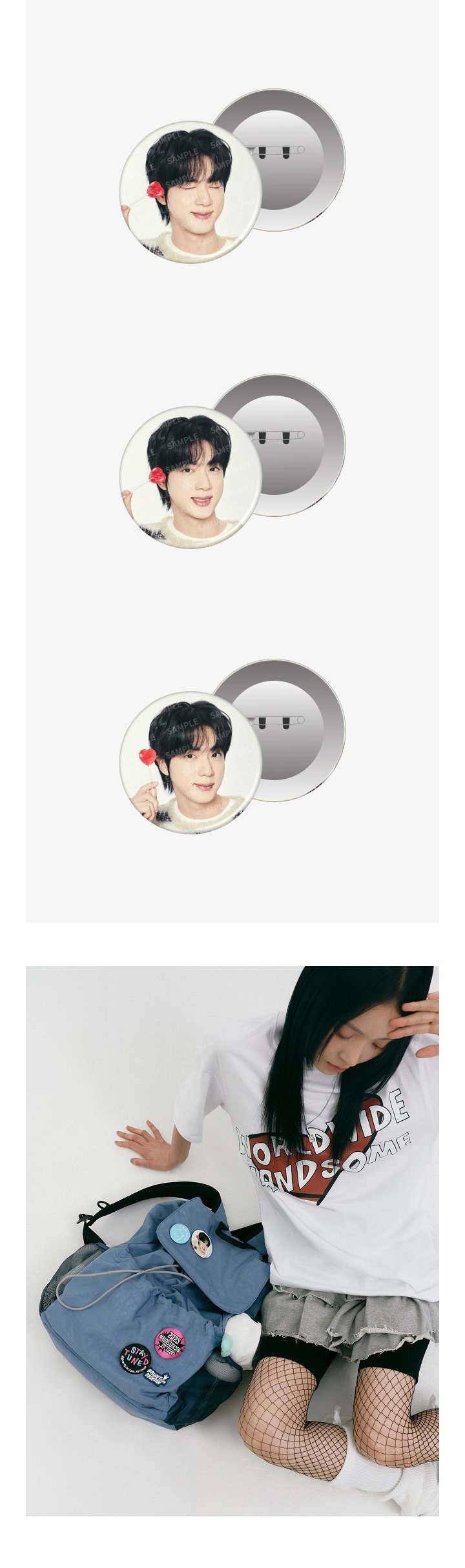 Image of [PRE-ORDER] BTS Jin ‘RUNSEOKJIN’ Tour Can Badge Set (Photo Ver.)