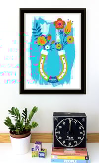 Image 6 of  Horseshoe and Cowboy Boot with Flowers Screeenprints - Modern Farmhouse Love Art Prints