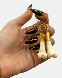 Rabbit bone earrings V