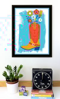 Image 7 of  Horseshoe and Cowboy Boot with Flowers Screeenprints - Modern Farmhouse Love Art Prints