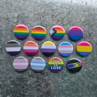 Image 1 of LGBTQ+ Pride Flag Magnet-Back Buttons