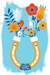 Image 4 of  Horseshoe and Cowboy Boot with Flowers Screeenprints - Modern Farmhouse Love Art Prints