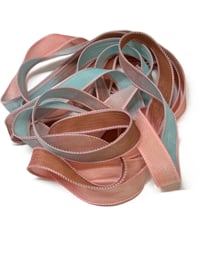 Image 2 of 1PC. CORAL REEF 42" hand dyed wrist wrap bracelet silk ribbon//Yoga wrist wrap bracelet ribbon