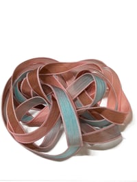 Image 7 of 1PC. CORAL REEF 42" hand dyed wrist wrap bracelet silk ribbon//Yoga wrist wrap bracelet ribbon