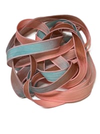 Image 5 of 1PC. CORAL REEF 42" hand dyed wrist wrap bracelet silk ribbon//Yoga wrist wrap bracelet ribbon