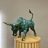 Image 2 of Bull In Aged Green Patina 43cm