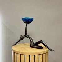 Image 1 of Lady Holding A Glass Tee Light Holder 28cm