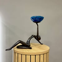 Image 2 of Lady Holding A Glass Tee Light Holder 28cm