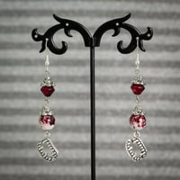 Handmade Spooky Blood Spatter Vampire Fang Dangly Goth Earrings