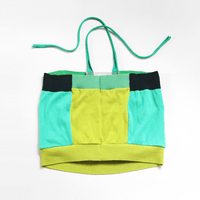 Image 1 of green patchwork sweater dots adult L XL extra large halter adjustable tie courtneycourtney crop top