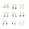 silver charms huggie hoop earrings