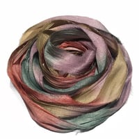 Image 2 of 10YD. ROSE GARDEN HAND DYED SARI SILK RIBBON BY COLOR BURST SILK