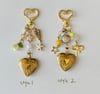 gold swirl heart locket keychain