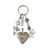silver bow jumbo locket keychain