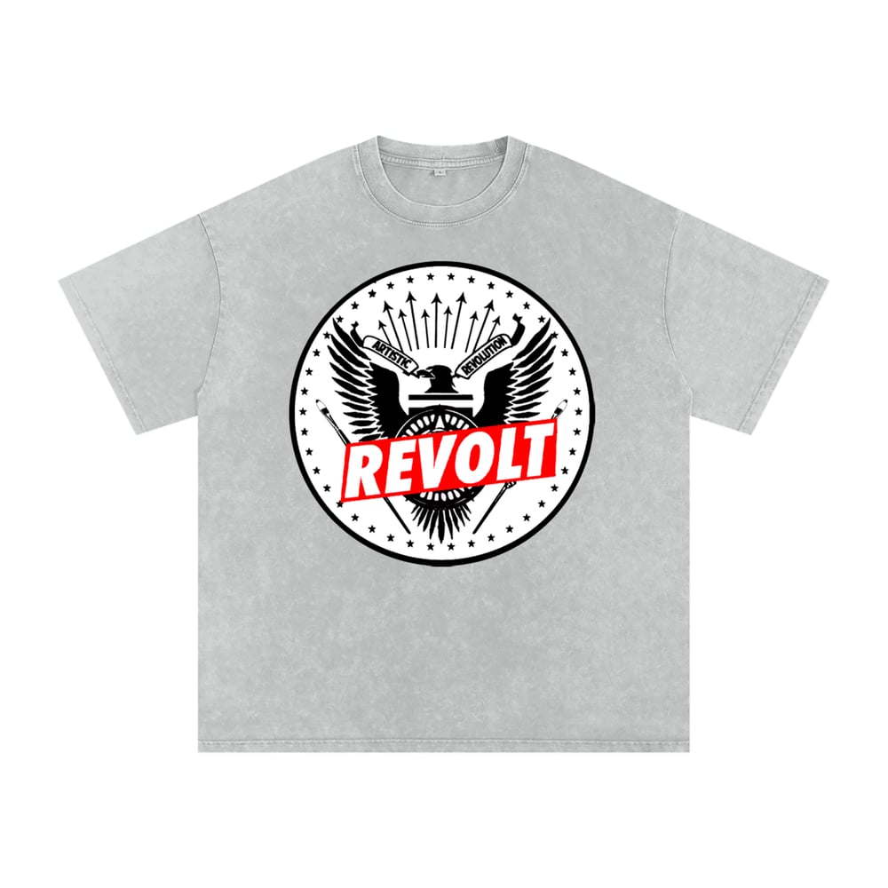 Image of Revolt Seal Light Grey Acid Wash