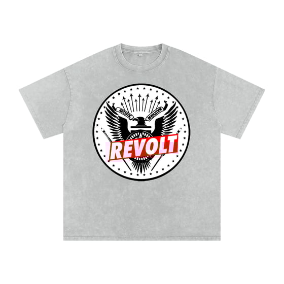 Image of Revolt Seal Light Grey Acid Wash