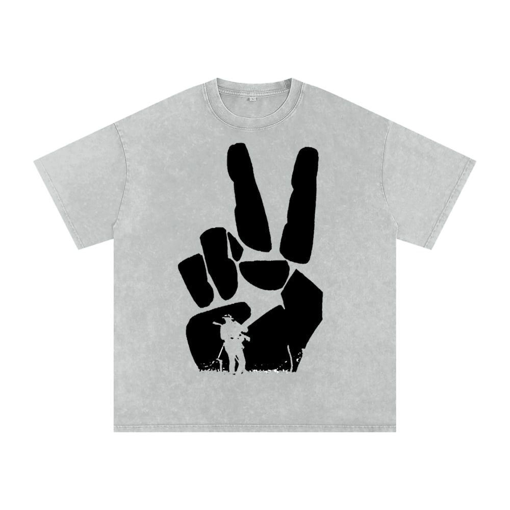 Image of Peace Not War Light Grey Acid Wash