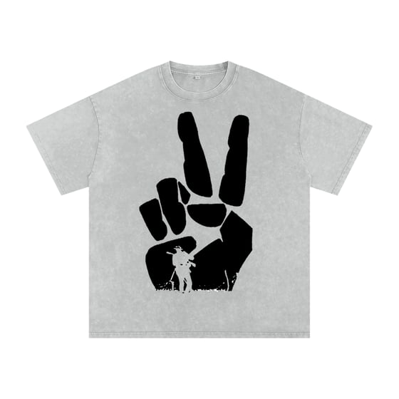 Image of Peace Not War Light Grey Acid Wash