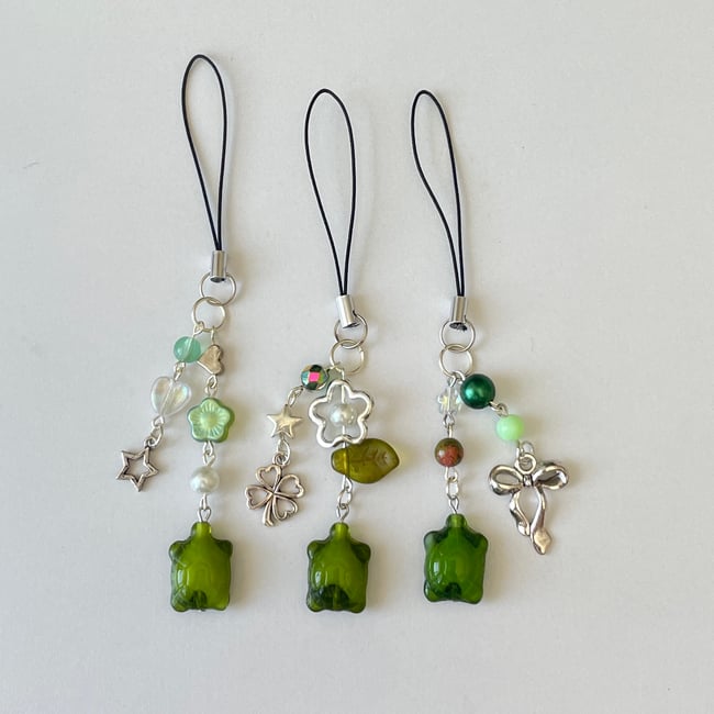 green glass turtle phone/bag charm