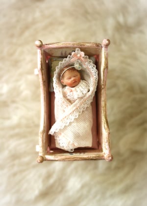 Image of OOAK 1/12 Scale Miniature Realistic Baby Girl "Evelyn"